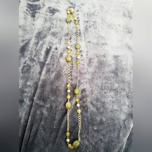 Green Beads on Long Golden Chain
